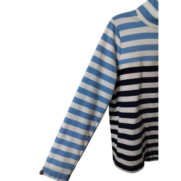 3464) J Crew Factory  Women's Blue Striped Button Front Pullover Top Small - Picture 4 of 6